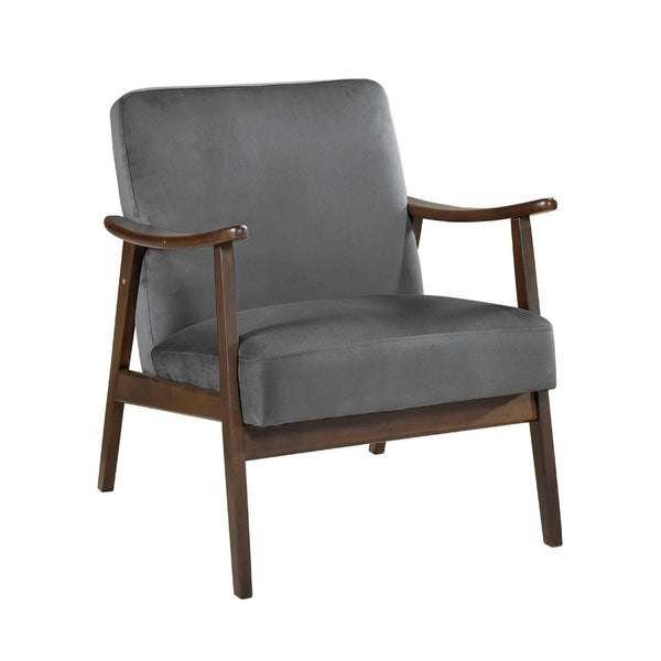Vandie Accent Club Chair, Dark Gray Polyester, Solid Rubberwood Frame -BM336201