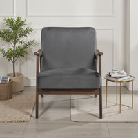 Vandie Accent Club Chair, Dark Gray Polyester, Solid Rubberwood Frame -BM336201