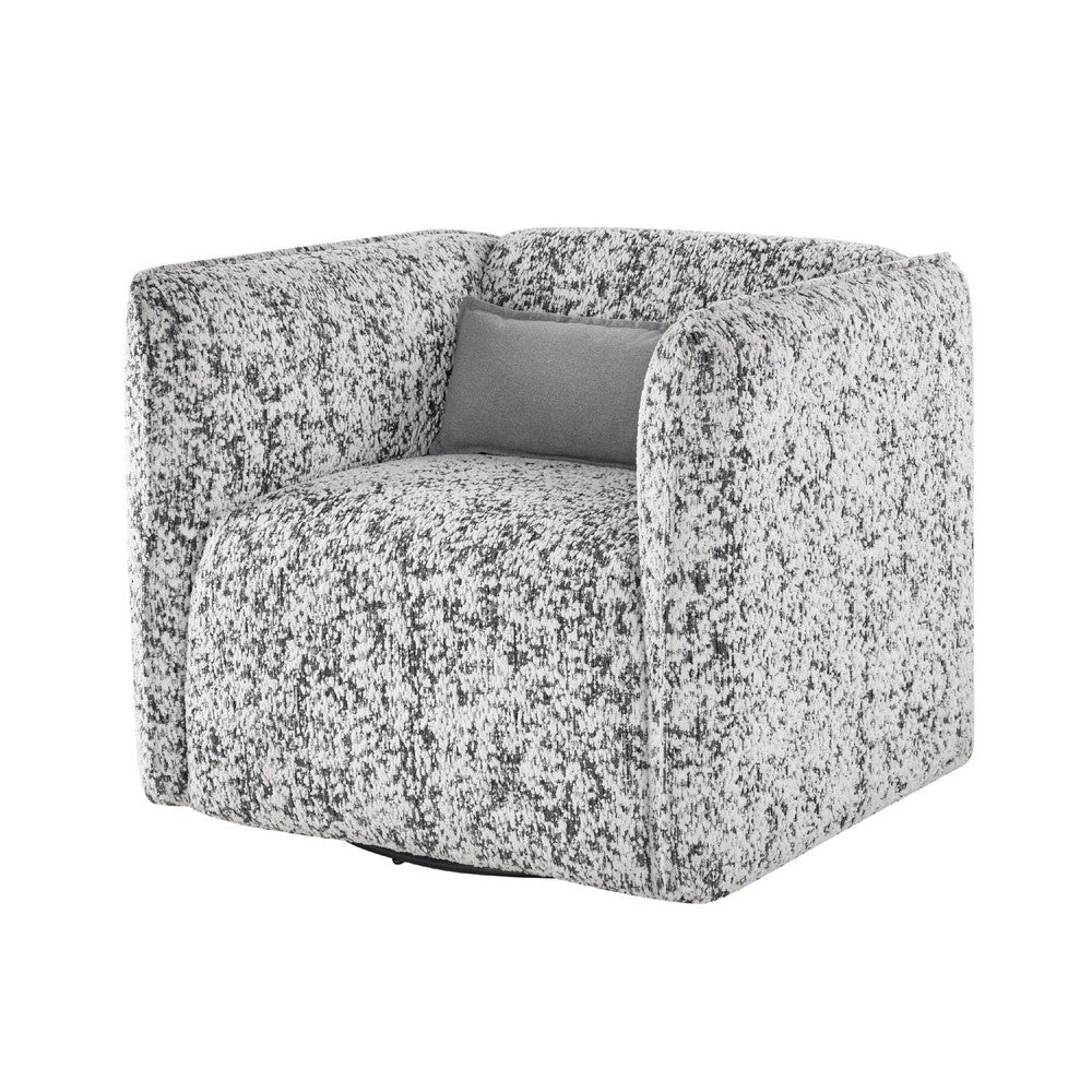 Swivel Armchair, Gray Jacquard Fabric, Foam Cushioning, Square Frame -BM336202