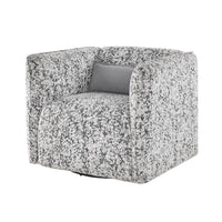 Swivel Armchair, Gray Jacquard Fabric, Foam Cushioning, Square Frame -BM336202
