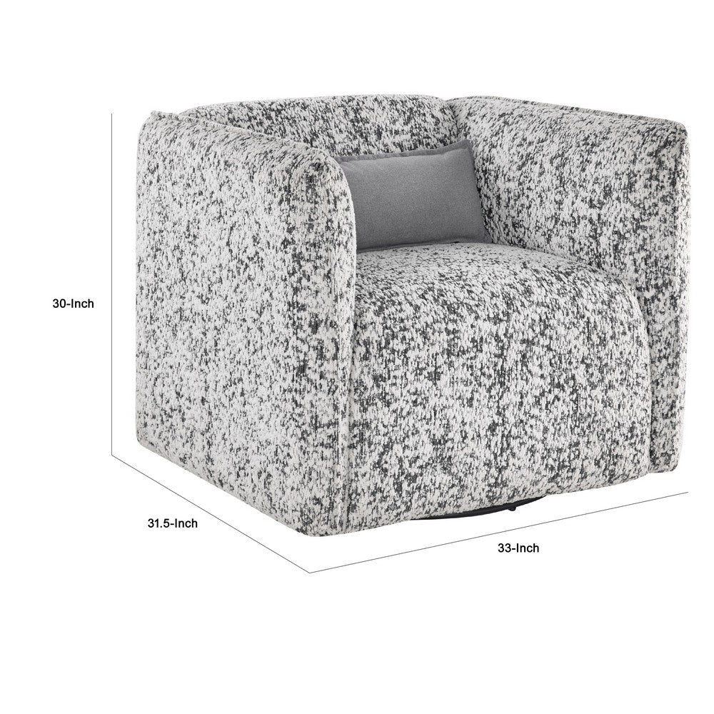 Swivel Armchair, Gray Jacquard Fabric, Foam Cushioning, Square Frame -BM336202