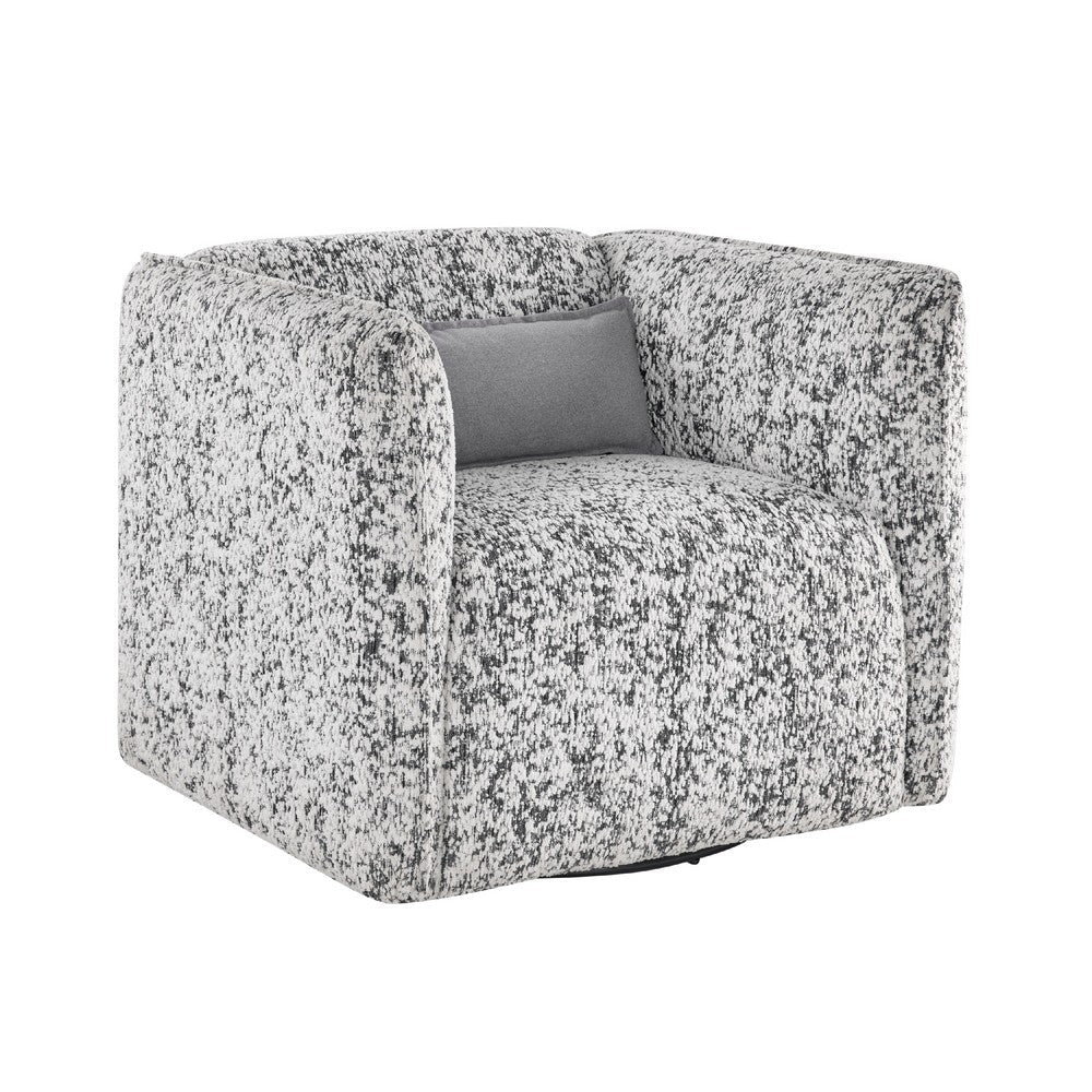 Swivel Armchair, Gray Jacquard Fabric, Foam Cushioning, Square Frame -BM336202