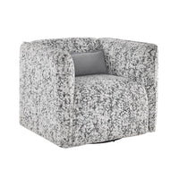 Swivel Armchair, Gray Jacquard Fabric, Foam Cushioning, Square Frame -BM336202