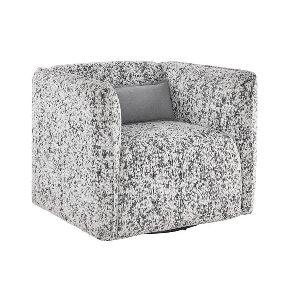 Swivel Armchair, Gray Jacquard Fabric, Foam Cushioning, Square Frame -BM336202