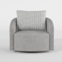 Vinnie Swivel Armchair, Gray Chenille, Large Corduroy Back Pillow -BM336204