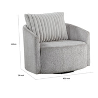 Vinnie Swivel Armchair, Gray Chenille, Large Corduroy Back Pillow -BM336204