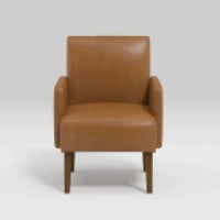 Nier Accent Club Chair, Matte Brown Faux Leather, Solid Wood Frame -BM336206