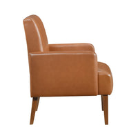Nier Accent Club Chair, Matte Brown Faux Leather, Solid Wood Frame -BM336206