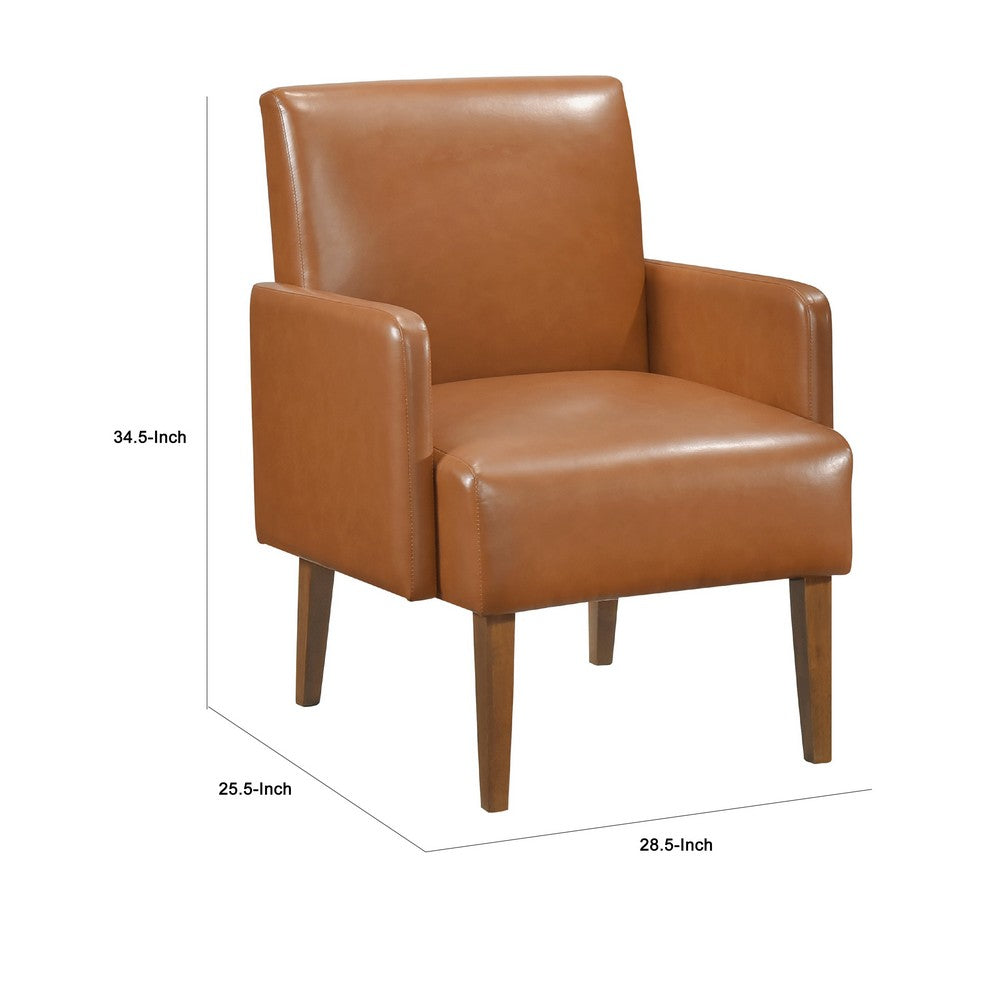 Nier Accent Club Chair, Matte Brown Faux Leather, Solid Wood Frame -BM336206