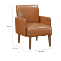 Nier Accent Club Chair, Matte Brown Faux Leather, Solid Wood Frame -BM336206