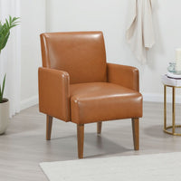Nier Accent Club Chair, Matte Brown Faux Leather, Solid Wood Frame -BM336206