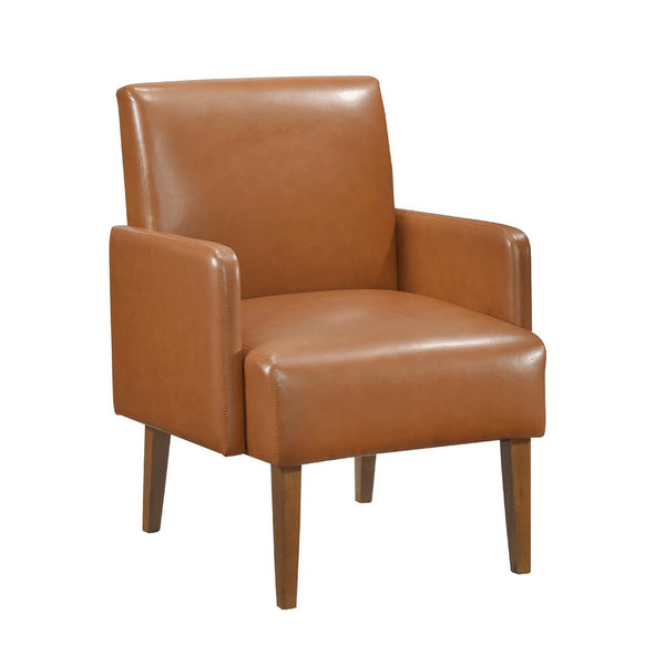 Nier Accent Club Chair, Matte Brown Faux Leather, Solid Wood Frame -BM336206