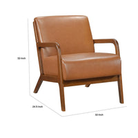 Howard Accent Club Chair, Matte Brown Faux Leather, Solid Rubberwood -BM336207