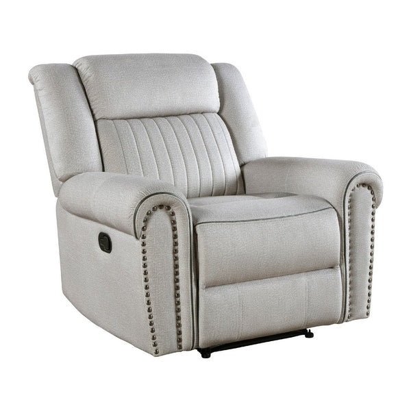 Ben Manual Reclining Chair, 41 Inch, Gray Microfiber, Nailhead Trims -BM336231