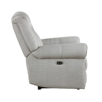 Ben Power Reclining Chair, 41 Inch, Gray Microfiber, Nailhead Trims -BM336232