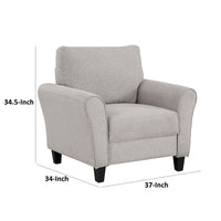 Leroi Accent Chair, 37 Inch, Gray Fabric and Round Flared Armrests -BM336237