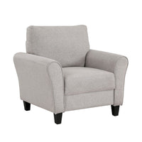 Leroi Accent Chair, 37 Inch, Gray Fabric and Round Flared Armrests -BM336237