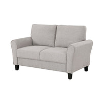 Leroi Loveseat, 58 Inch, Gray Fabric and Round Flared Armrests -BM336238