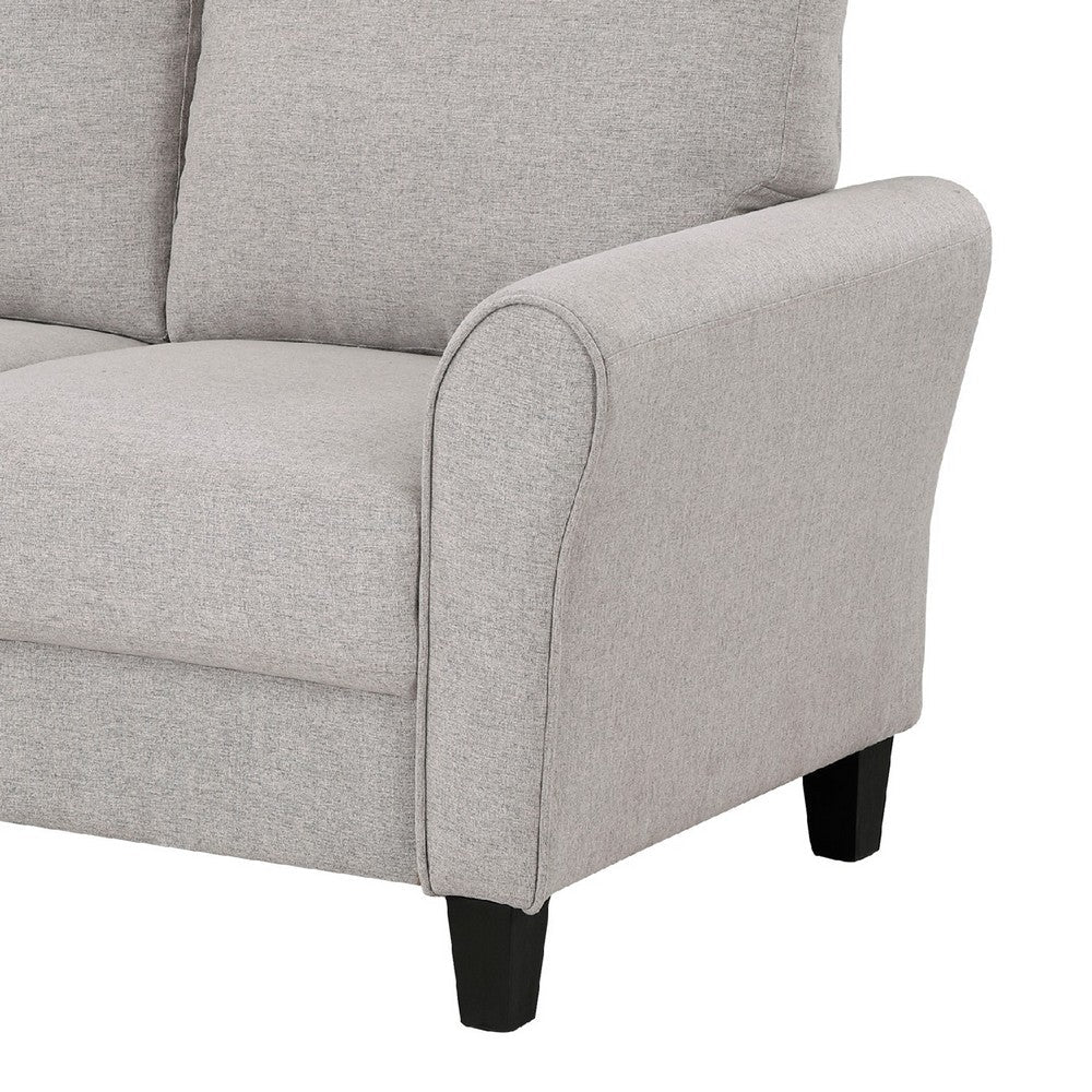 Leroi Loveseat, 58 Inch, Gray Fabric and Round Flared Armrests -BM336238