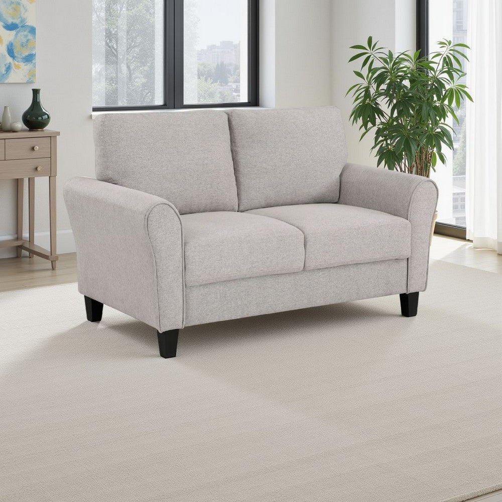 Leroi Loveseat, 58 Inch, Gray Fabric and Round Flared Armrests -BM336238