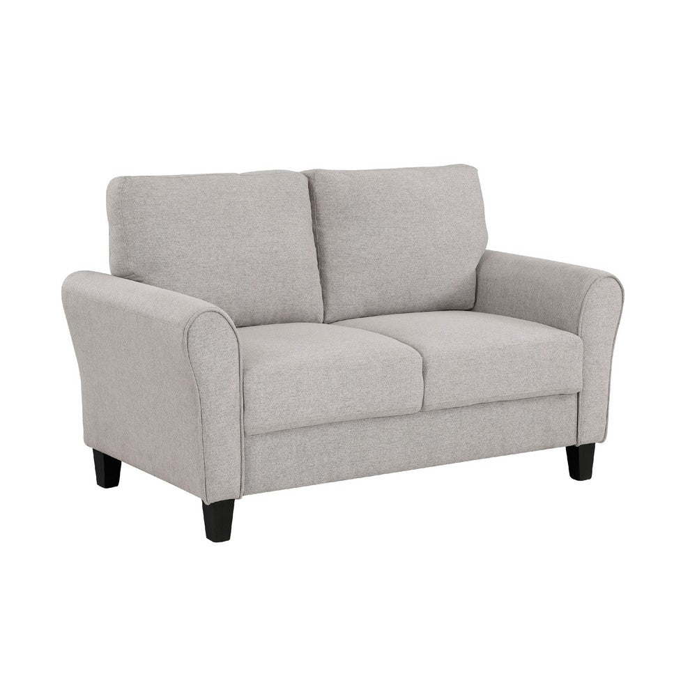 Leroi Loveseat, 58 Inch, Gray Fabric and Round Flared Armrests -BM336238