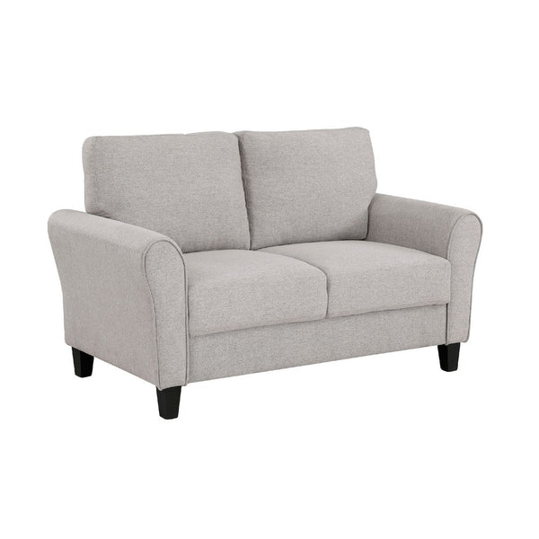Leroi Loveseat, 58 Inch, Gray Fabric and Round Flared Armrests -BM336238