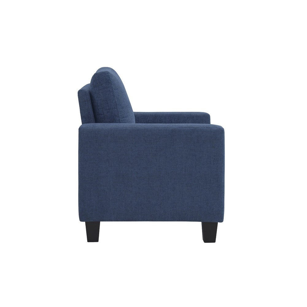 Mihi Sofa Armchair, Blue Chenille, 32 Inch, Black Tapered Wood Legs -BM336240