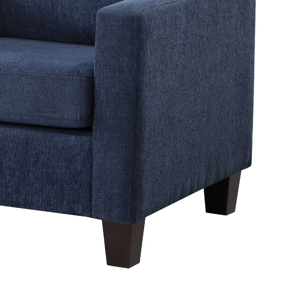 Mihi Sofa Armchair, Blue Chenille, 32 Inch, Black Tapered Wood Legs -BM336240