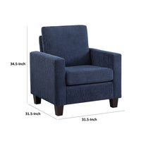 Mihi Sofa Armchair, Blue Chenille, 32 Inch, Black Tapered Wood Legs -BM336240