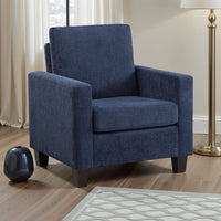 Mihi Sofa Armchair, Blue Chenille, 32 Inch, Black Tapered Wood Legs -BM336240