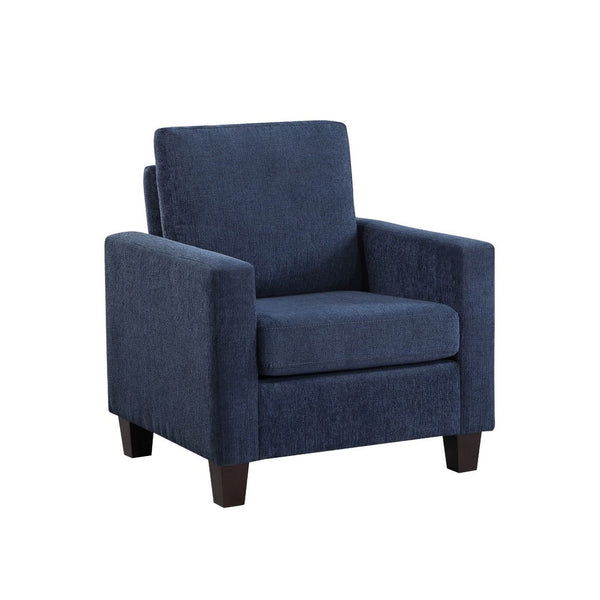 Mihi Sofa Armchair, Blue Chenille, 32 Inch, Black Tapered Wood Legs -BM336240