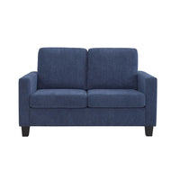 Mihi Loveseat, Blue Chenille, 54 Inch, Black Tapered Wood Legs -BM336241