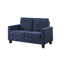 Mihi Loveseat, Blue Chenille, 54 Inch, Black Tapered Wood Legs -BM336241