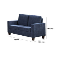 Mihi Loveseat, Blue Chenille, 54 Inch, Black Tapered Wood Legs -BM336241