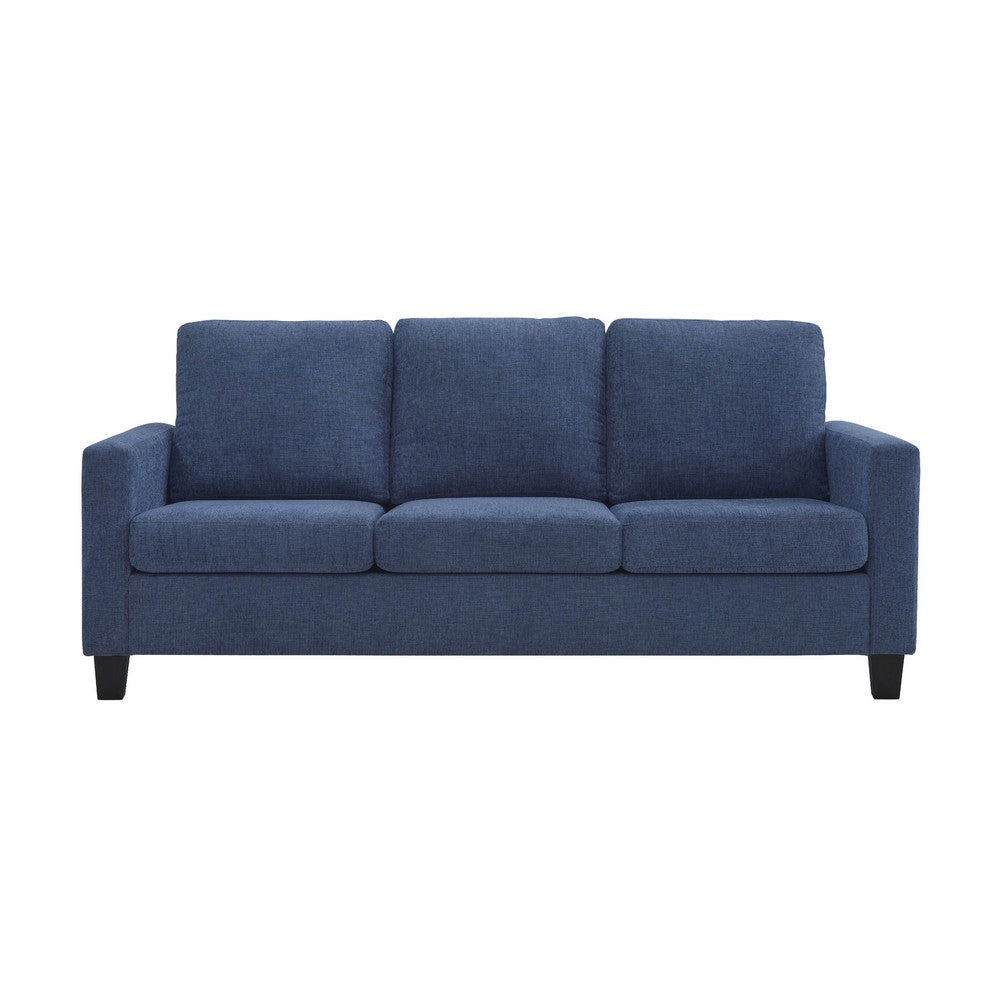 Mihi Sofa, Blue Chenille, 76 Inch, Black Tapered Wood Legs -BM336242