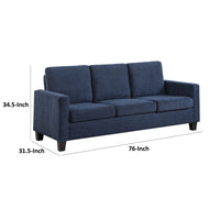Mihi Sofa, Blue Chenille, 76 Inch, Black Tapered Wood Legs -BM336242