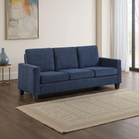 Mihi Sofa, Blue Chenille, 76 Inch, Black Tapered Wood Legs -BM336242