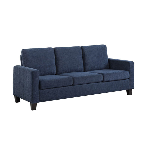 Mihi Sofa, Blue Chenille, 76 Inch, Black Tapered Wood Legs -BM336242