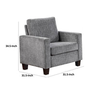 Mihi Sofa Armchair, Gray Chenille, 32 Inch, Black Tapered Wood Legs -BM336243