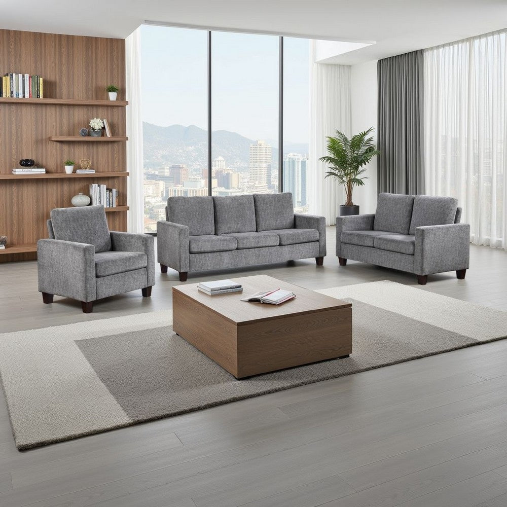 Mihi Sofa Armchair, Gray Chenille, 32 Inch, Black Tapered Wood Legs -BM336243