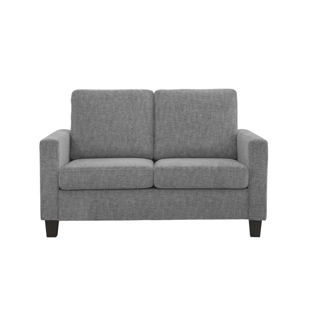 Mihi Loveseat, Gray Chenille, 54 Inch, Black Tapered Wood Legs -BM336244