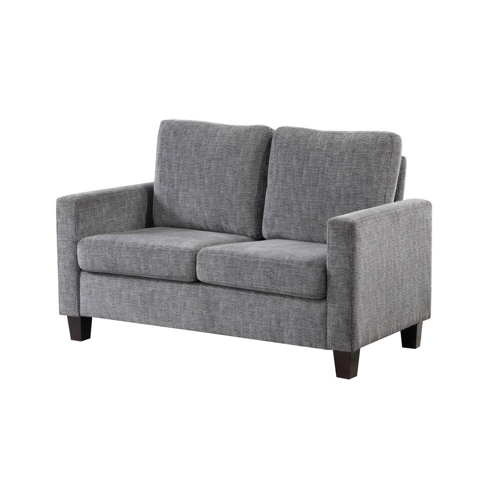 Mihi Loveseat, Gray Chenille, 54 Inch, Black Tapered Wood Legs -BM336244