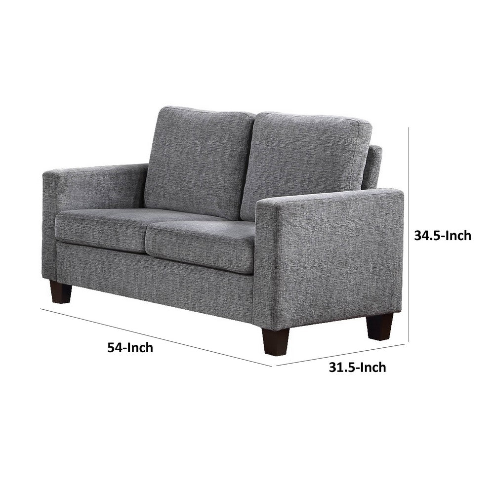 Mihi Loveseat, Gray Chenille, 54 Inch, Black Tapered Wood Legs -BM336244