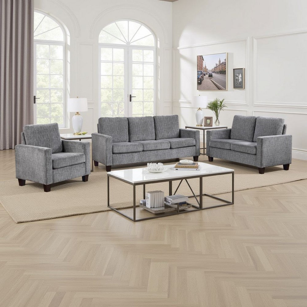 Mihi Loveseat, Gray Chenille, 54 Inch, Black Tapered Wood Legs -BM336244