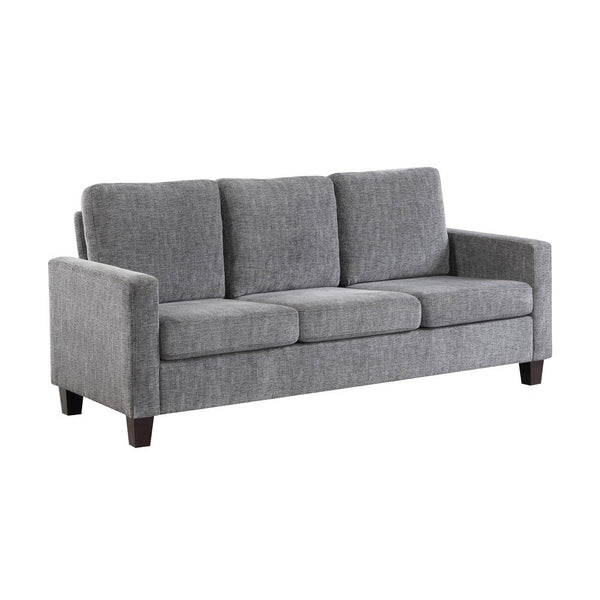 Mihi Sofa, Gray Chenille, 76 Inch, Black Tapered Wood Legs -BM336245