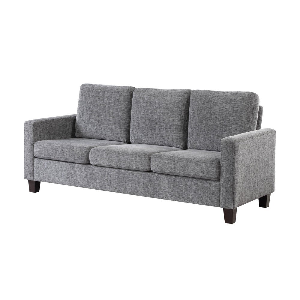 Mihi Sofa, Gray Chenille, 76 Inch, Black Tapered Wood Legs -BM336245