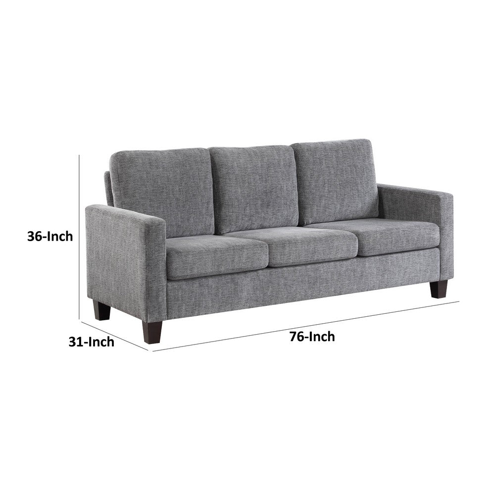 Mihi Sofa, Gray Chenille, 76 Inch, Black Tapered Wood Legs -BM336245