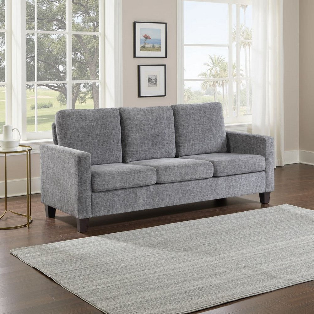 Mihi Sofa, Gray Chenille, 76 Inch, Black Tapered Wood Legs -BM336245
