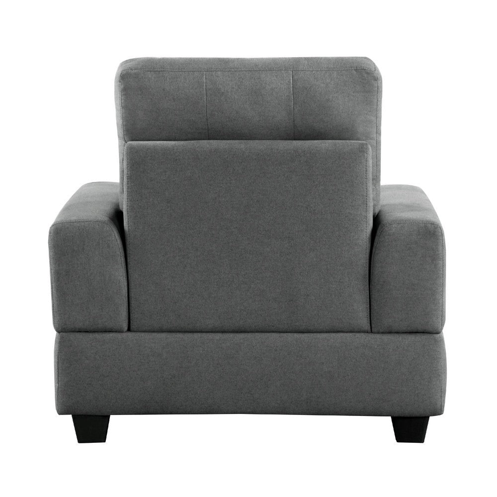 Stan Accent Armchair, 39 Inch, Gray Fabric, Black Tapered Wood Legs -BM336254
