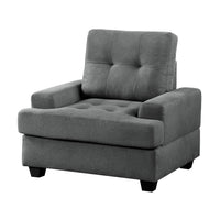Stan Accent Armchair, 39 Inch, Gray Fabric, Black Tapered Wood Legs -BM336254
